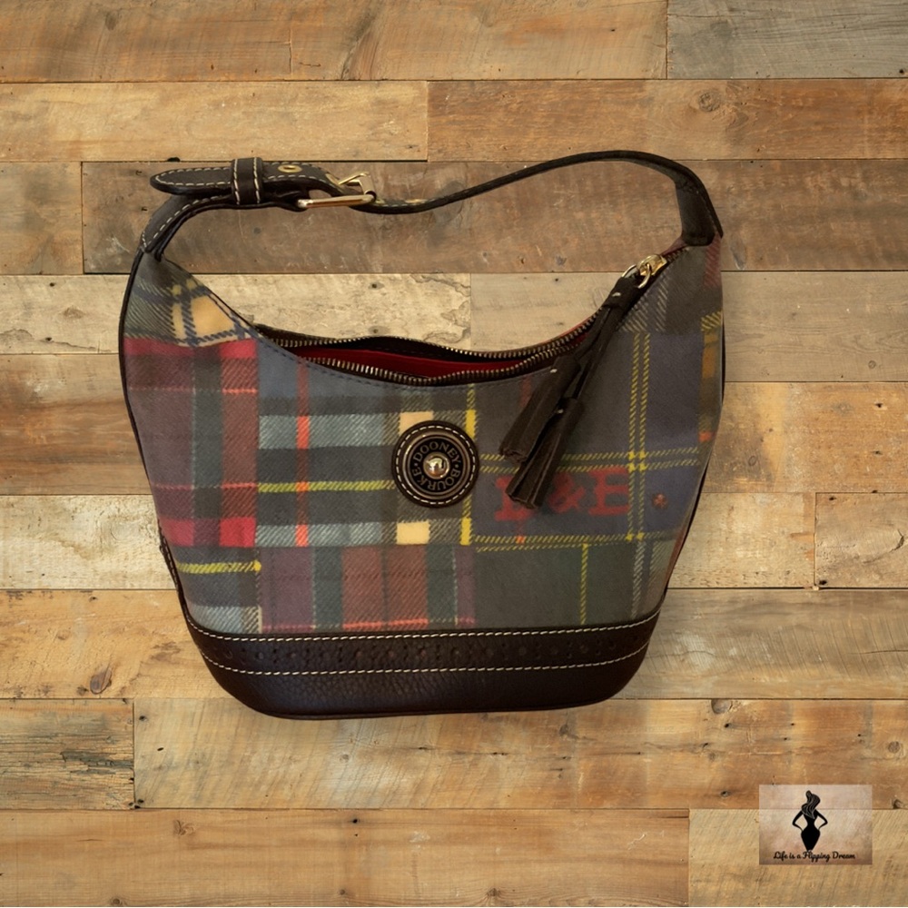 Dooney & Bourke Plaid Shoulder Bag with Leather Trim #2117